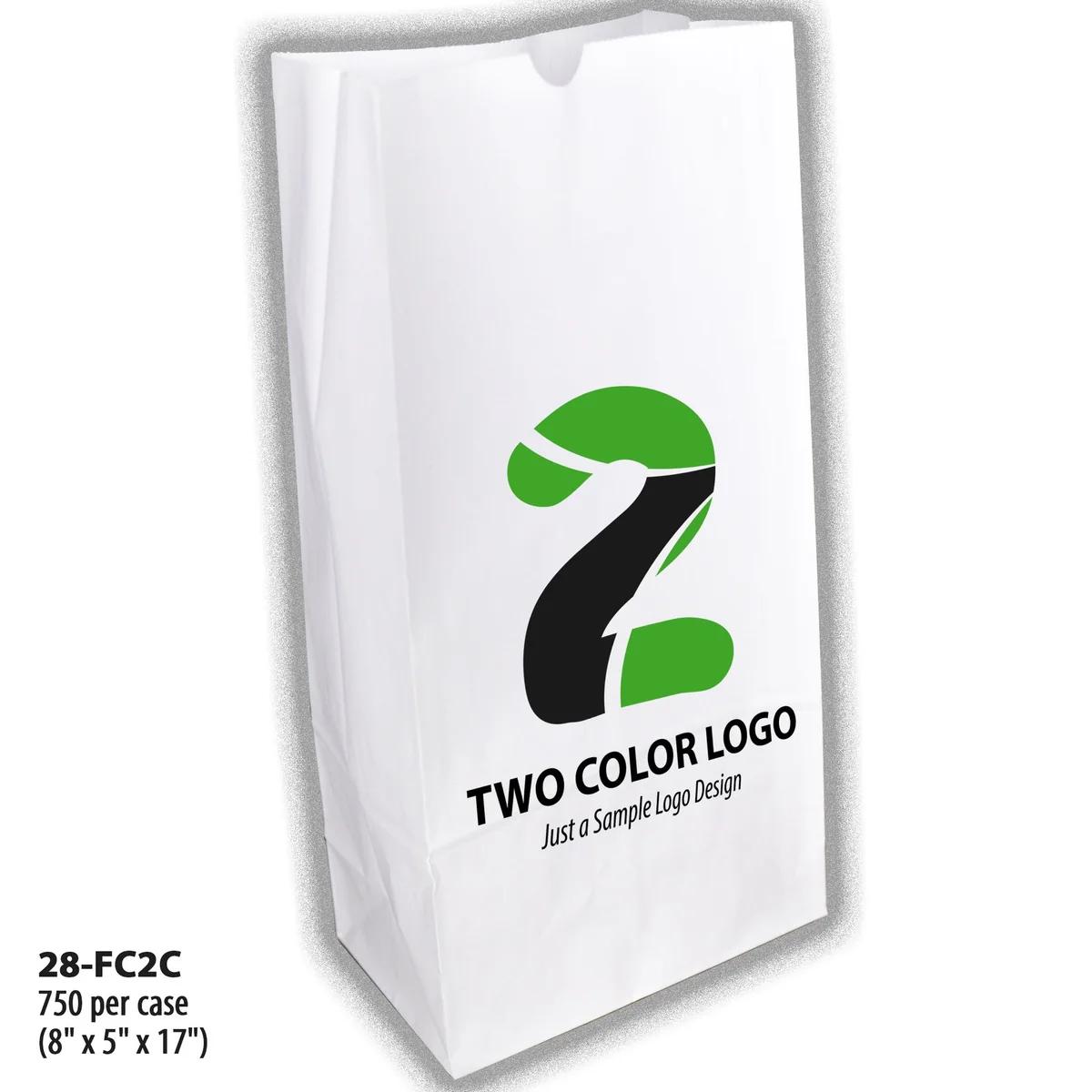 Full-Custom, 2-Color Bags, paper bag, #28 (8" x 5" x 17")