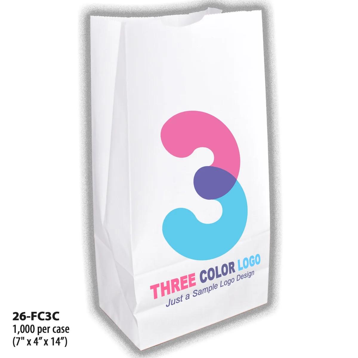 Full-Custom, 3-Color Bags, paper bag, #26 (7" x 4" x 14")