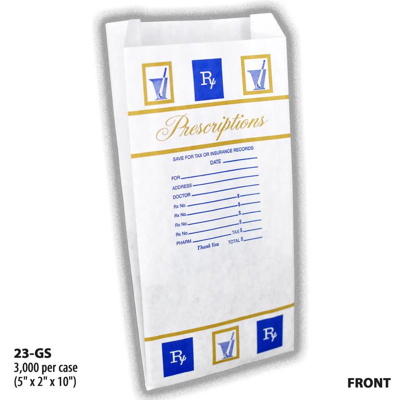 GS-23-FRONT, white paper pharmacy bag
