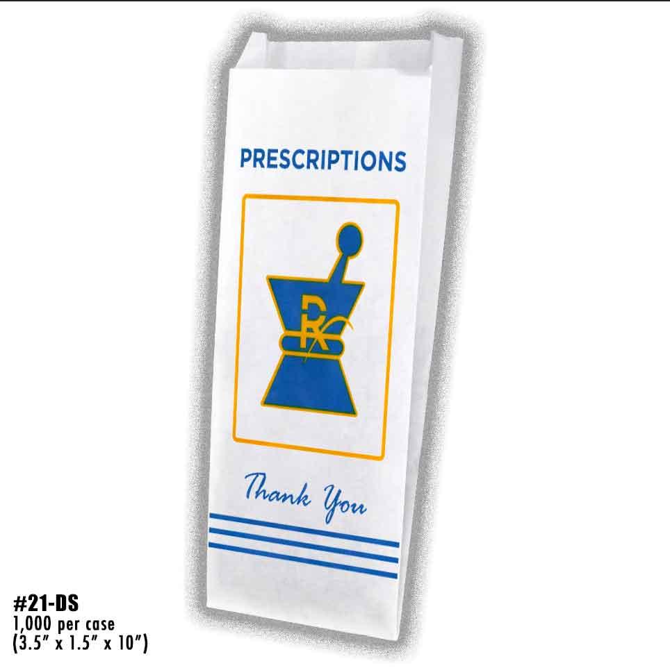 Classic RX Prescription Pharmacy Bags, paper bag, Classic RX (10" x 5" x 1")