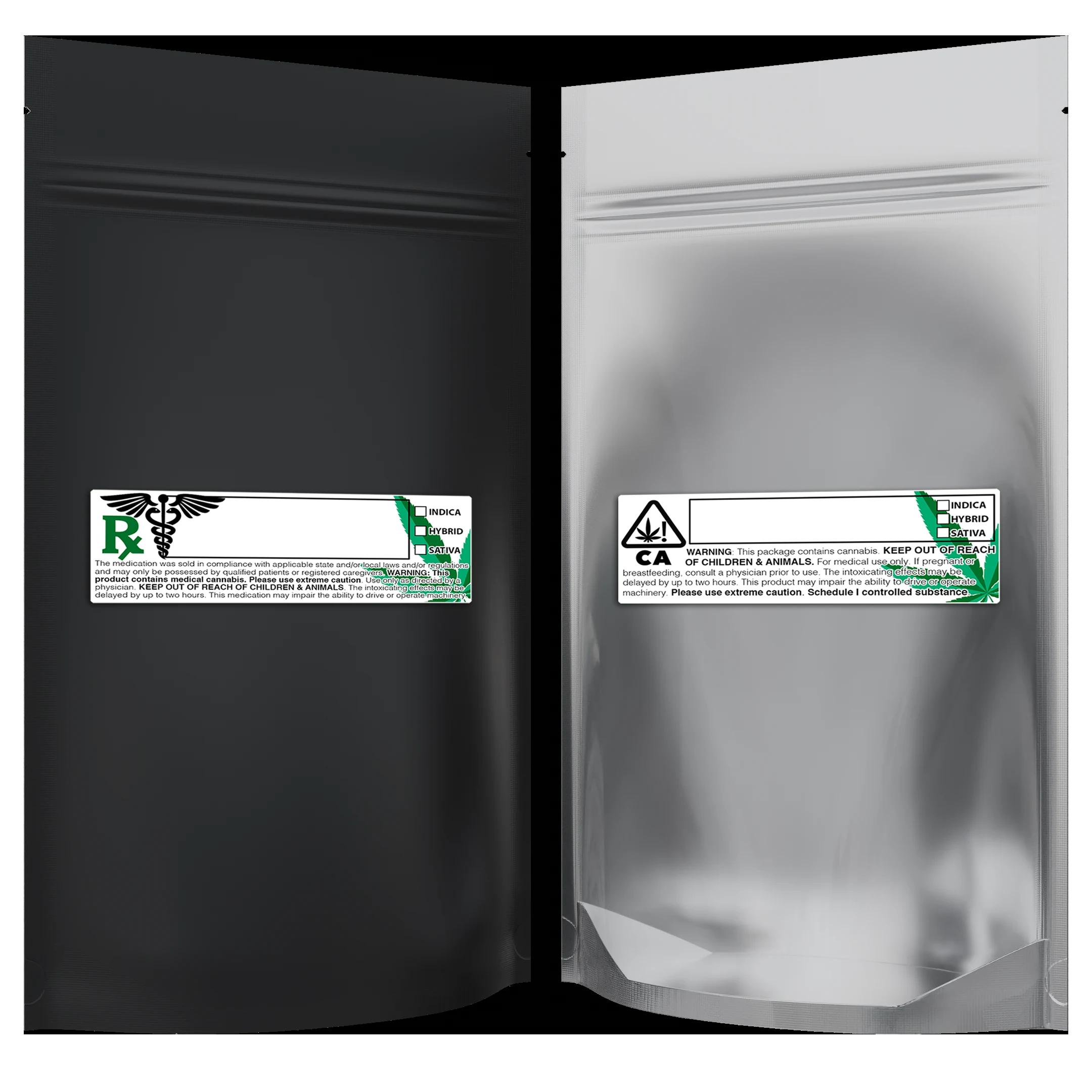 1/2 oz Matte Black/Clear + Labels, matte black/clear + labels mylar bag