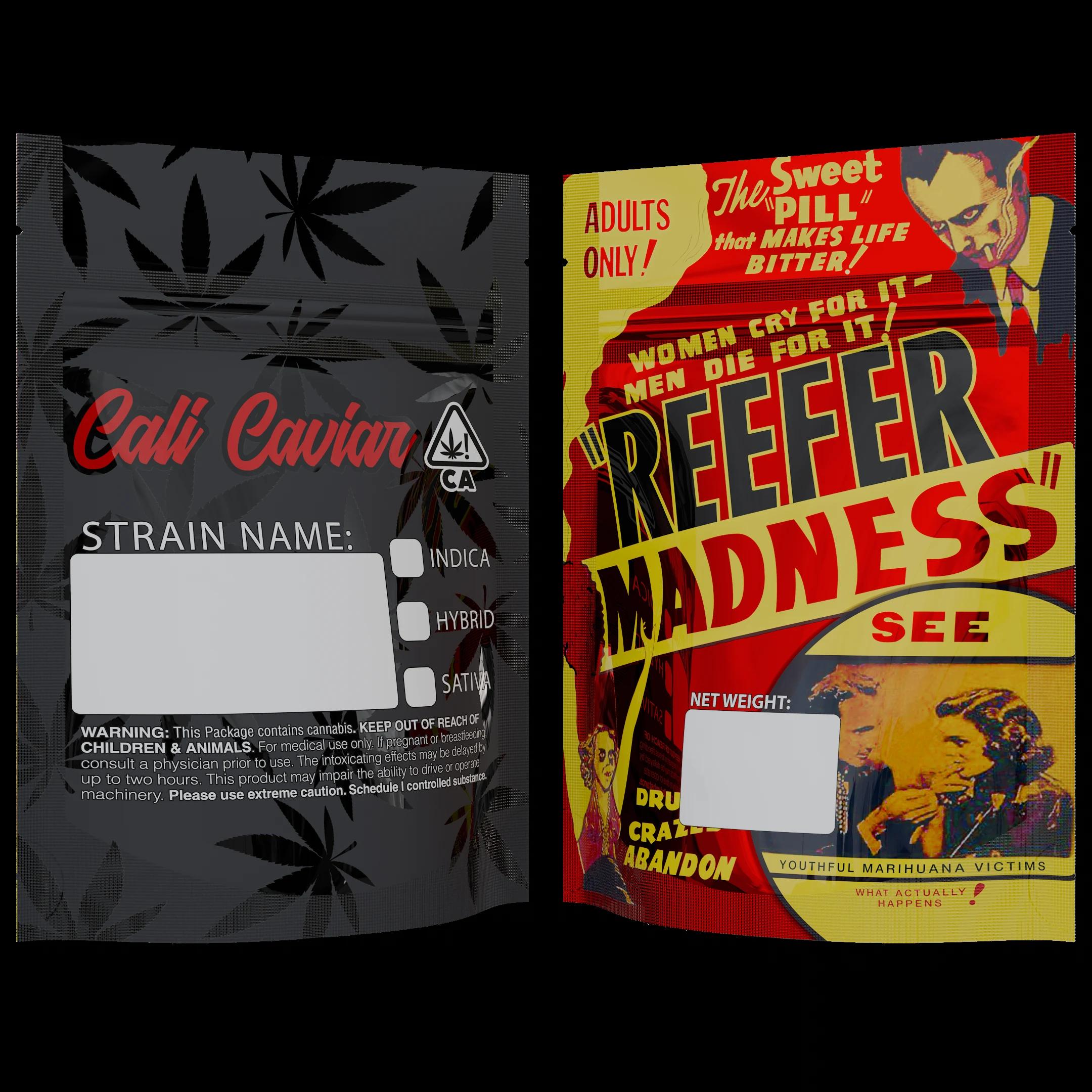1/8 oz 8th Madness Cali Caviar Red, designer printed mylar bag