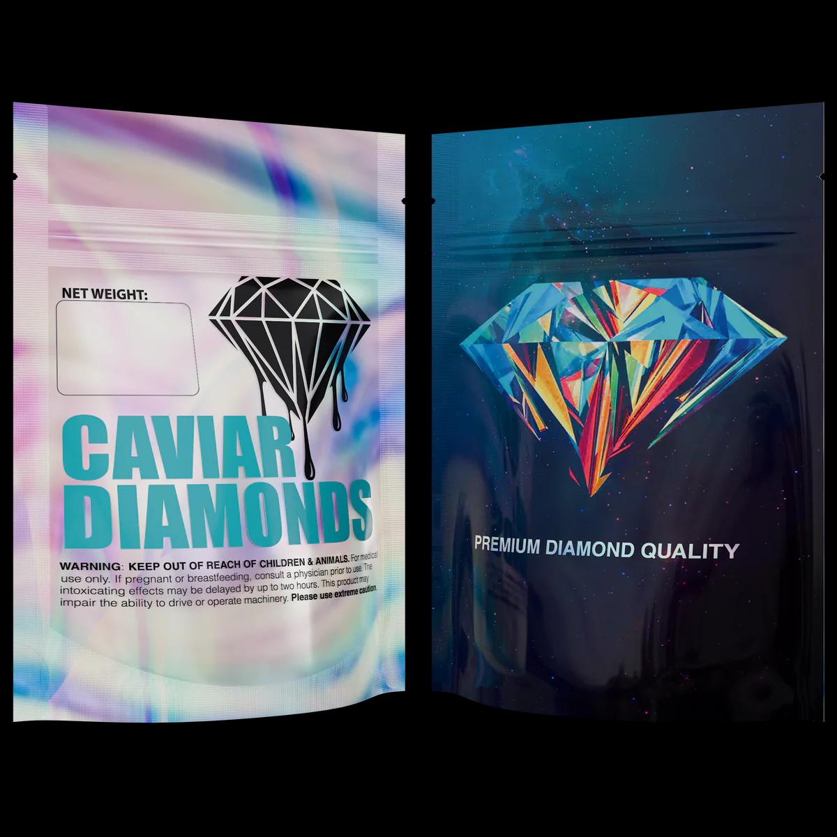 1/8 oz Holographic Caviar Diamonds Pouch, holographic caviar diamonds pouch mylar bag