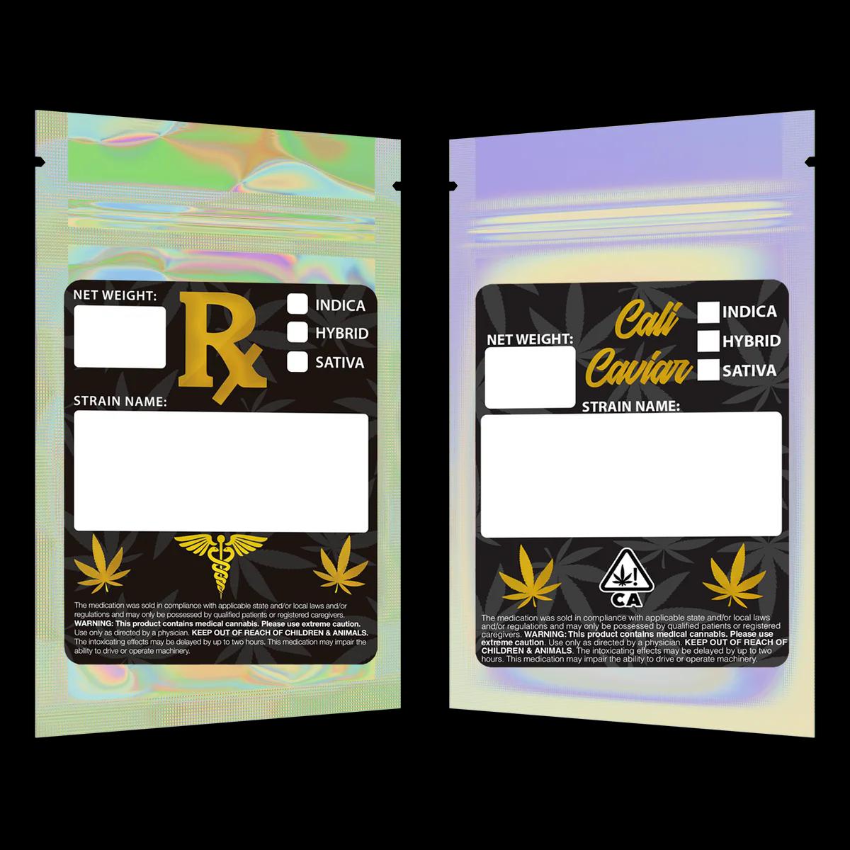 1g Gloss Holographic/Clear + Labels, gloss holographic/clear + labels mylar bag